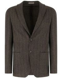 Corneliani - Herringbone-Pattern Single-Breasted Blazer - Lyst