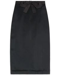 Valentino Garavani - Bow-Detail Satin Midi Skirt - Lyst