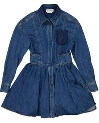 McQueen - アレキサンダー・マックイーン フレア デニムシャツドレス - Lyst