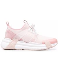 Moncler - Woman White And Pink Lunarove Sneakers - Lyst