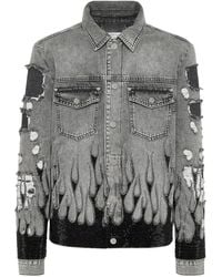 Philipp Plein - Strass Flame Oversize Denim Jacket - Lyst