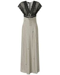 Pinko - Lace-Trimmed Polka-Dot Maxi Dress - Lyst