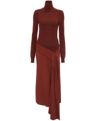 Victoria Beckham - Maxi-Jurk Met Gedrapeerd Detail En Hoge Hals - Lyst