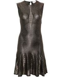 McQueen - Metallic-Threading Flared Dress - Lyst