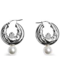 Simone Rocha - Claddagh Pearl Hoop Earrings - Lyst