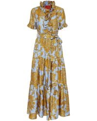 La DoubleJ - Jurk Met Bloemenprint En Ruches - Lyst