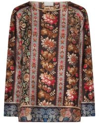 Pierre Louis Mascia - Aloe Floral-Print Silk Blouse - Lyst