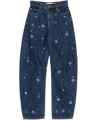 Self-Portrait - Embellished Barrel Leg Jeans - Lyst