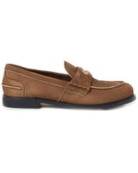 Miu Miu - Coin-Plaque Suede Loafers - Lyst