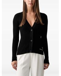 ARMANI EXCHANGE - Cardigan En Maille Nervurée À Col V - Lyst