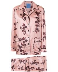 Macgraw - Pyjama en soie à rose imprimé - Lyst