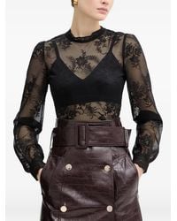 Morgan - Lace Long-Sleeved Bodysuit - Lyst