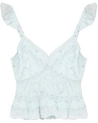LoveShackFancy - Ruffled Floral Print Top - Lyst