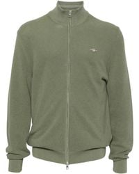 GANT - Zip-Up Waffle-Knit Cardigan - Lyst