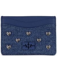 Ganni - Bou Heart-Stud Denim Cardholder - Lyst