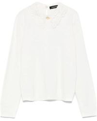 Fabiana Filippi - Short Sleeve Sweater Lace Collar Pepita Detail - Lyst