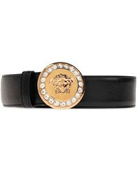 Versace - Crystal-Embellished Medusa-Buckle Belt - Lyst