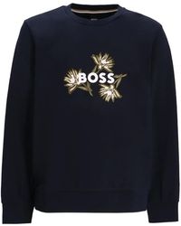 BOSS - Floral-Embroidered Sweatshirt - Lyst