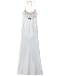Miu Miu - Embroidered Marocain Crepe Dress - Lyst