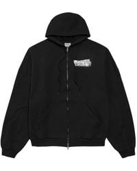 Balenciaga - Logo-Print Zip-Up Hoodie - Lyst