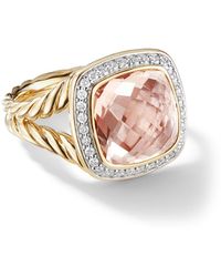 David Yurman 18kt Yellow Gold Albion Morganite And Diamond Ring - Metallic