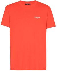 Balmain - Logo-flocked Cotton T-shirt - Lyst