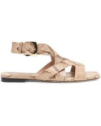 Stuart Weitzman - Snake-Effect Square-Toe Sandals - Lyst