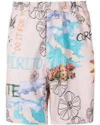 Amir Slama - Graphic-Print Silk Shorts - Lyst