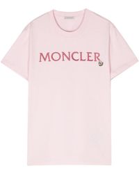 Moncler - Katoenen T-shirt Met Geborduurd Logo - Lyst