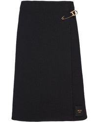 Prada - Safety-pin Wool-blend Midi Skirt - Lyst