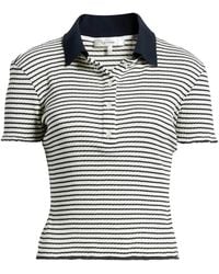 FRAME - Striped Polo Top - Lyst