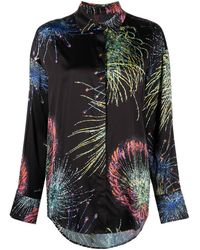 MSGM - Fireworks Print Cropped Blouse - Lyst
