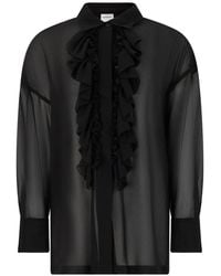 P.A.R.O.S.H. - Ruffled Semi-Sheer Blouse - Lyst