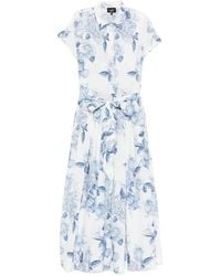 LAVI COUTURE - Bellell Floral-Print Tied-Waist Midi Dress - Lyst