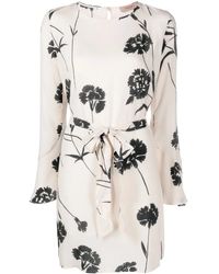 Twinset - Mini-Jurk Met Bloemenprint En Ceintuur - Lyst