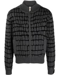 Versace - Crocodile-Jacquard Zip-Up Sweatshirt - Lyst