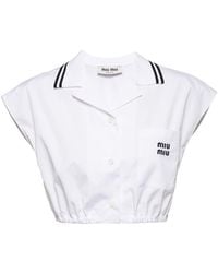 Miu Miu - Logo-print Poplin Shirt - Lyst