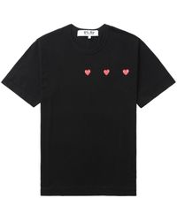 COMME DES GARÇONS PLAY - Triple Hearts Cotton T-shirt - Lyst