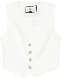 Nissa - Crystal-Button Sleeveless Vest - Lyst