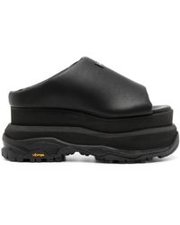 Sacai - Platform-sole Leather Slides - Lyst