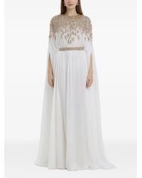 Dina Melwani - Crystal-Embellished Cape-Sleeve Maxi Dress - Lyst