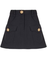 Balmain - Western Panelled Wool Mini Skirt - Lyst