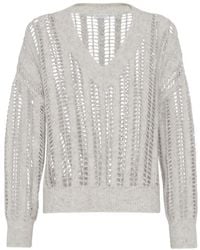 Brunello Cucinelli - Pullover Mit Lochstrickmuster - Lyst