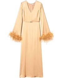 Twinset - Feather-Detail Satin-Finish Maxi Dress - Lyst