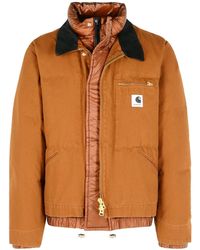 Sacai - Layered Corduroy-Collar Padded Jacket - Lyst