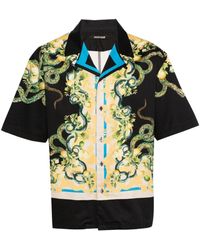 Roberto Cavalli - Lemon And Snake-print Bowling Shirt - Lyst