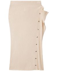 Stella McCartney - Ribbed-Knit Press-Stud Midi Skirt - Lyst