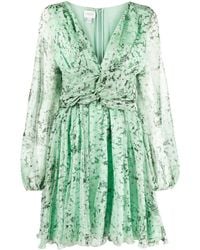 Giambattista Valli - Floral-print Ruched Silk Dress - Lyst