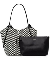 Guess - Tessi Chevron-Weave Pouch-Detail Tote Bag - Lyst