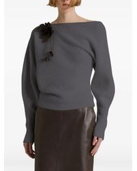 Alberta Ferretti - Floral-Appliqué Ribbed Sweater - Lyst